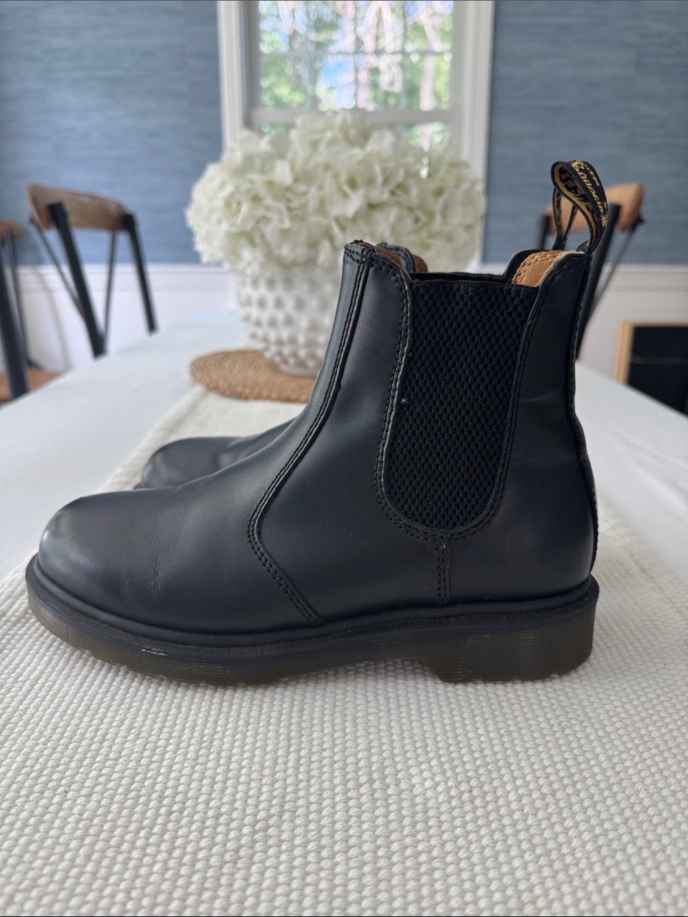 DR MARTENS 2976 Flora Black Chelsea Leather Ankle Boots Size 6/37 Women